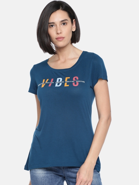 

Vero Moda Women Navy Blue Printed Round Neck T-shirt