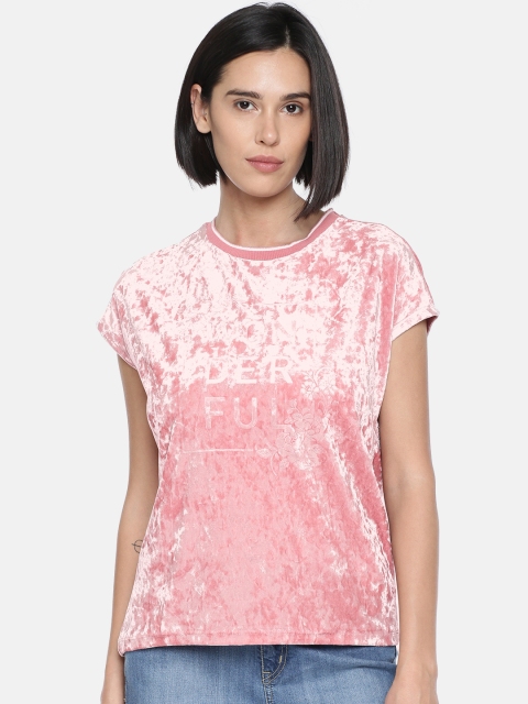 

Vero Moda Women Pink Printed Velvet Top