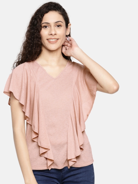 

Vero Moda Women Pink Solid Ruffle Detailing Top