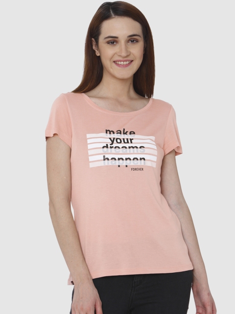 

Vero Moda Women Pink Printed Round Neck T-shirt