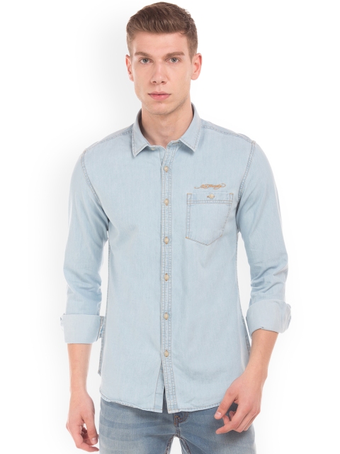

Ed Hardy Men Blue Slim Fit Solid Casual Shirt