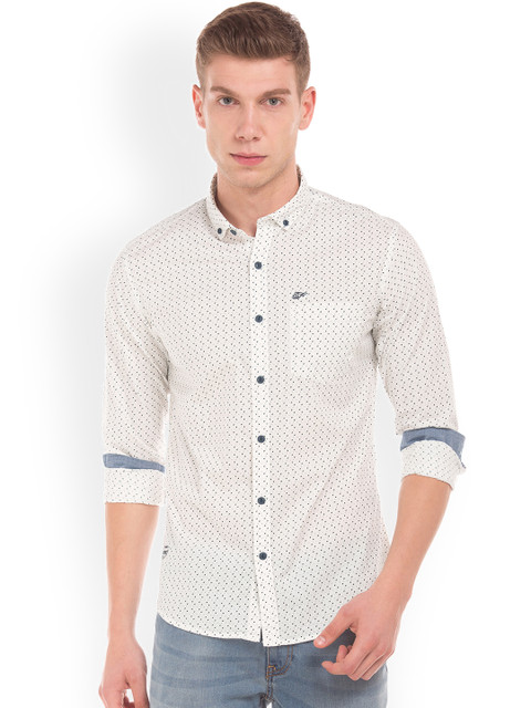 

Ed Hardy Men Off-White Slim Fit Printed Casual Shirt