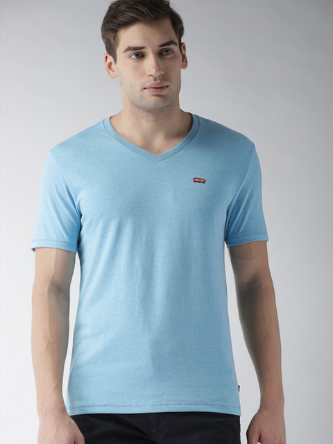 

Levis Men Blue Solid V-Neck T-shirt