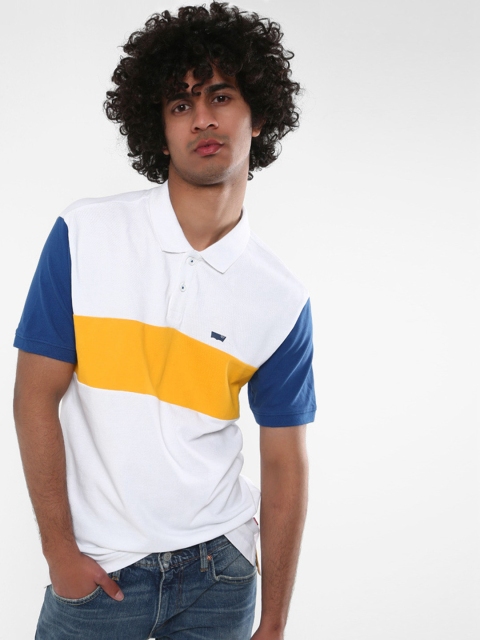

Levis Men White Colourblocked Polo Collar T-shirt