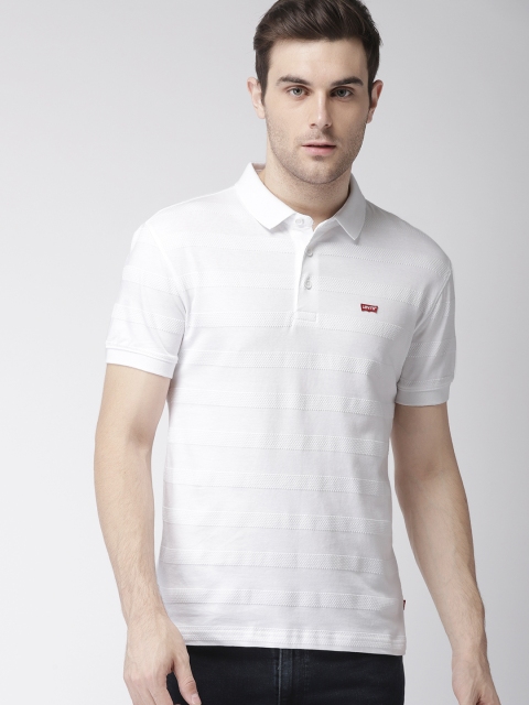 

Levis Men White Self Design Polo Collar T-shirt