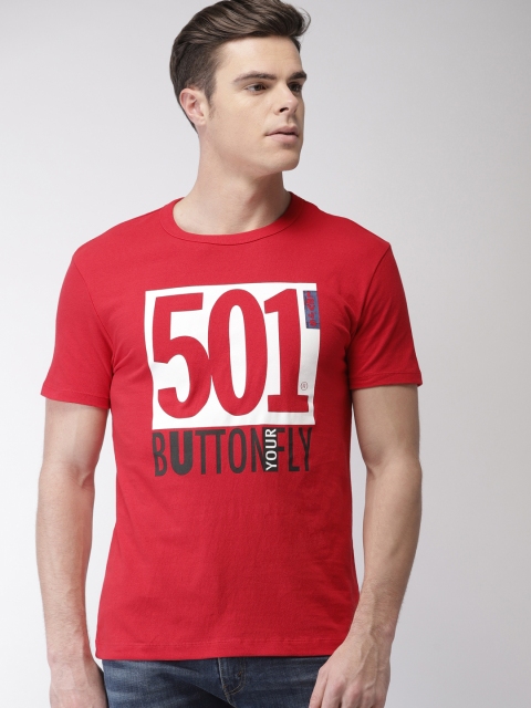 

Levis Men Red Printed Round Neck T-shirt