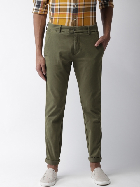 

Levis Men Olive Green 512 Slim Tapered Fit Solid Chinos