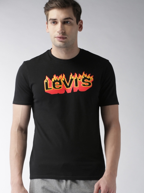 

Levis Men Black Printed Round Neck Pure Cotton T-shirt