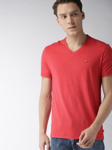 

Levis Men Red Solid V-Neck T-shirt