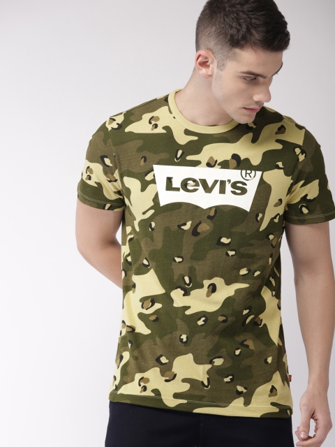 

Levis Men Olive Green & Beige Printed Round Neck T-shirt