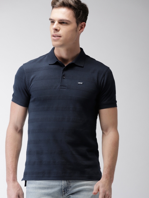 

Levis Men Navy Blue Striped Polo T-shirt