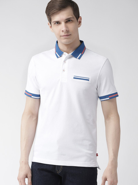 

Levis Men White Solid Polo Collar T-shirt