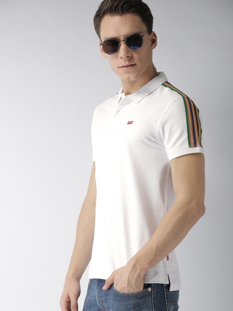 

Levis Men White Solid Polo Collar T-shirt