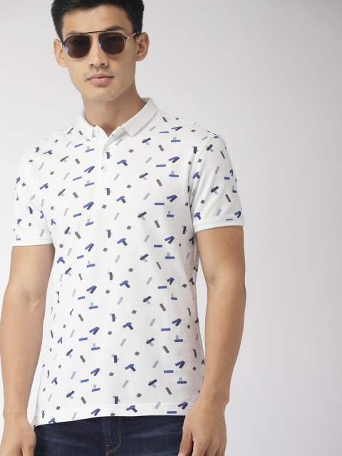 

Levis Men White & Blue Printed Polo Collar T-shirt