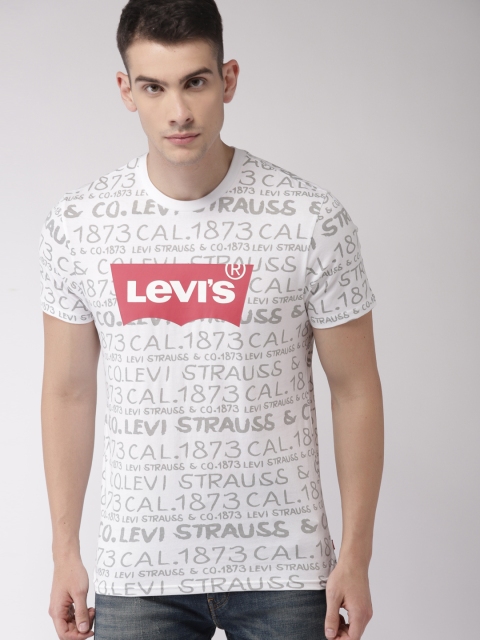 

Levis Men White Printed Round Neck T-shirt