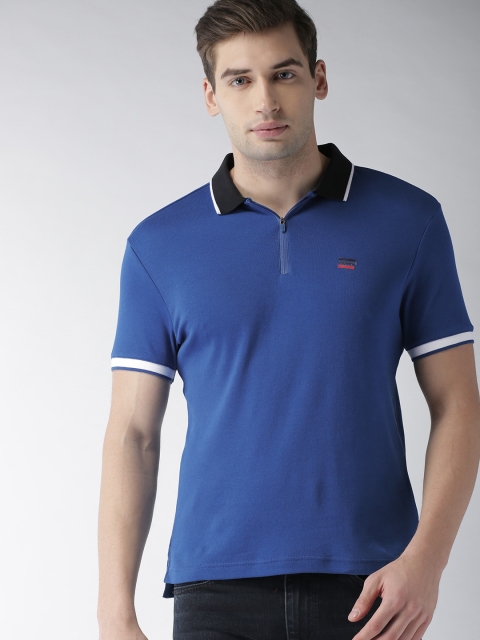 

Levis Men Blue Solid Polo Pure Cotton T-shirt