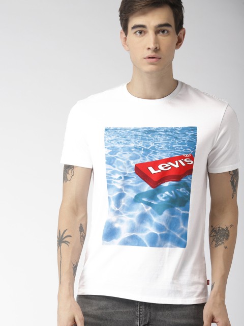 

Levis Men White Printed Round Neck T-shirt