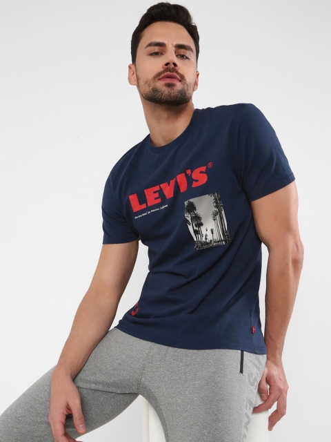 

Levis Men Navy Blue Printed Round Neck T-shirt