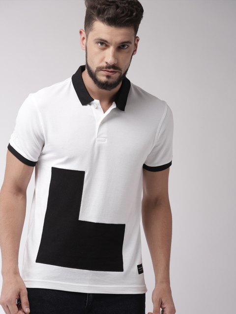 

Levis Men White & Black Colourblocked Polo T-shirt