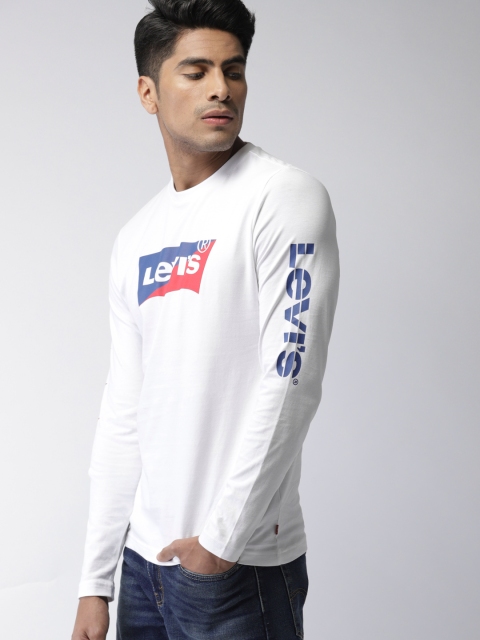 

Levis Men White Printed Round Neck Pure Cotton T-shirt