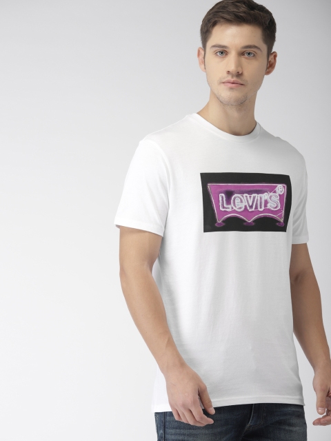 

Levis Men White Printed Round Neck T-shirt
