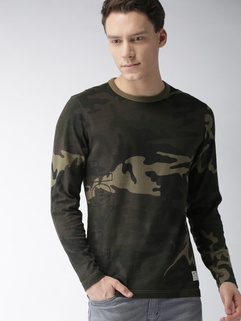 

Levis Men Olive Green & Brown Printed Round Neck T-shirt