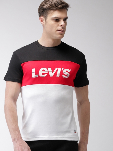 

Levis Men Black, Red & White Colourblocked Round Neck T-shirt