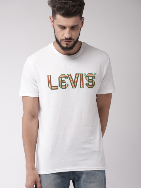 

Levis Men White Solid Round Neck Pure Cotton T-shirt