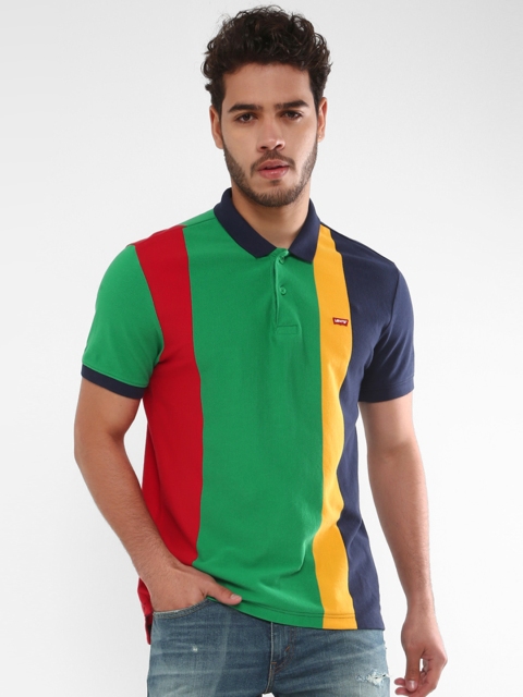 

Levis Men Navy Blue Colourblocked Polo Collar T-shirt