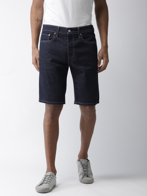 

Levis Men Blue Solid Tapered Fit Denim Shorts 502