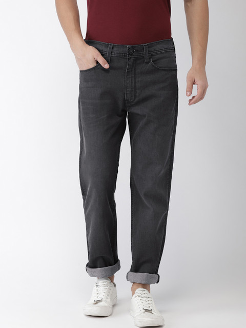 

Levis Men Grey 502 Regular Tapered Fit Mid-Rise Clean Look Stretchable Jeans