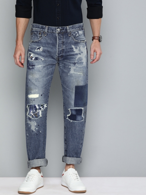 

Levis Men Blue Straight Fit Mid-Rise Highly Distressed Jeans