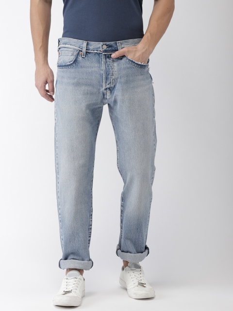 

Levis Men Blue 501 Straight Fit Mid-Rise Clean Look Stretchable 501 Jeans