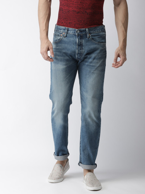

Levis Men Blue Straight Fit Mid-Rise Clean Look Stretchable Jeans 501