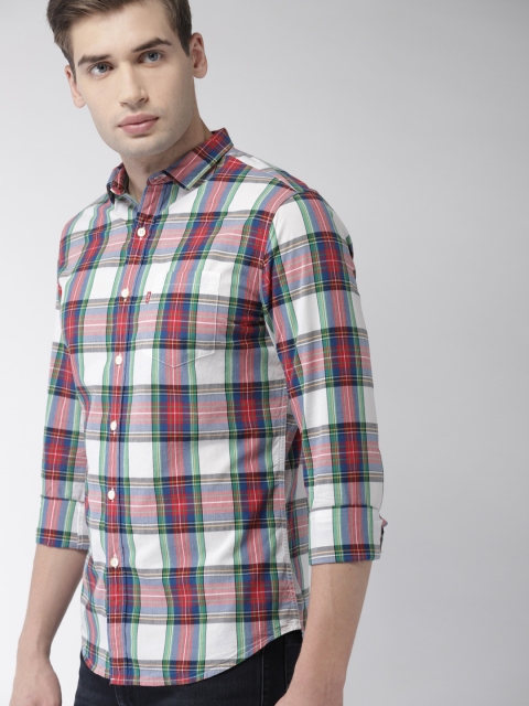 

Levis Men Red & White Slim Fit Checked Casual Shirt