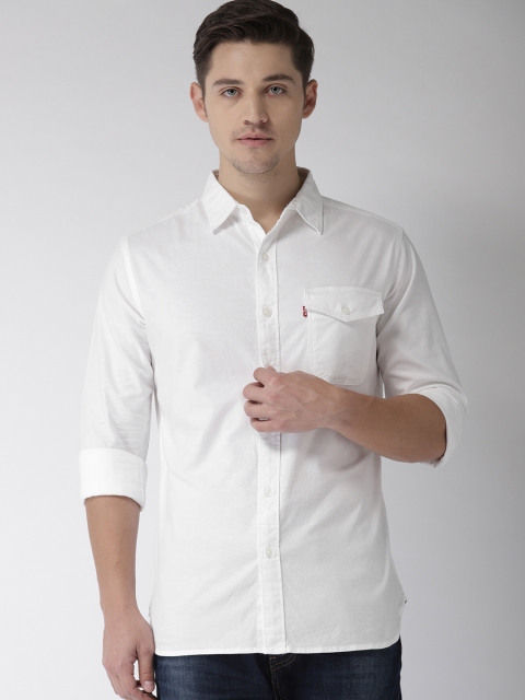 

Levis Men White Slim Fit Solid Casual Shirt