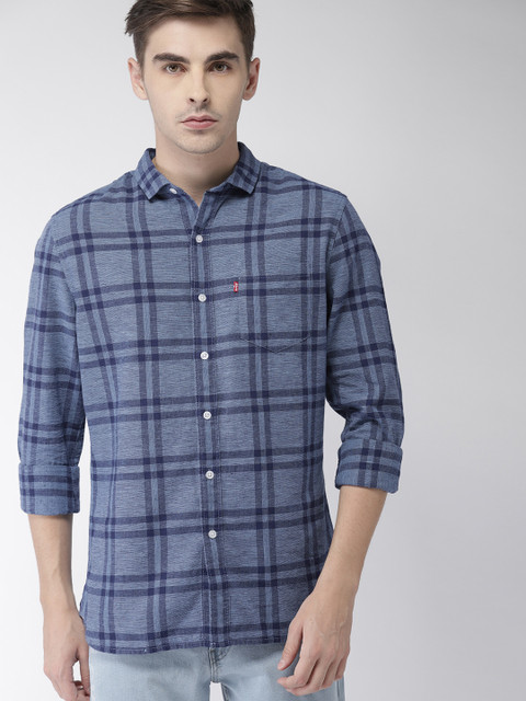 

Levis Men Blue Slim Fit Checked Casual Shirt