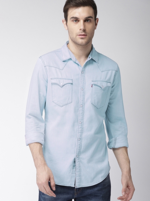 

Levis Men Blue Slim Fit Faded Casual Denim Shirt