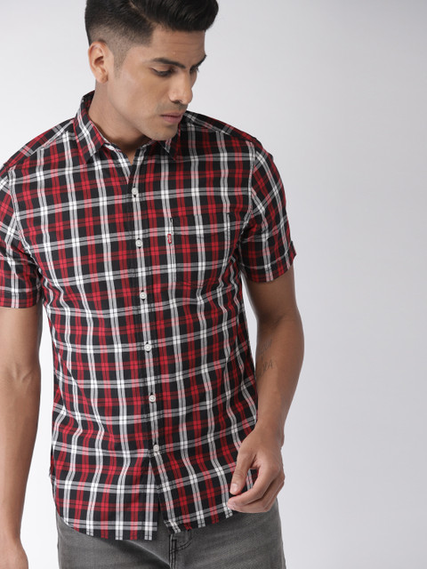 

Levis Men Red & Black Slim Fit Checked Casual Shirt