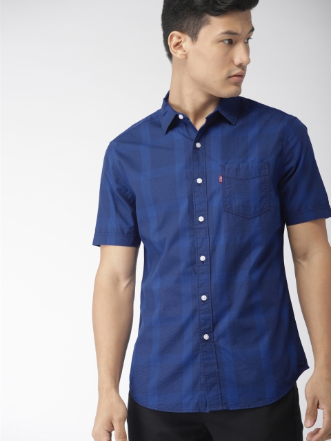 

Levis Men Blue Slim Fit Checked Casual Shirt