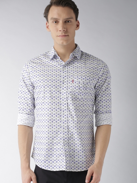 

Levis Men White Slim Fit Printed Casual Shirt