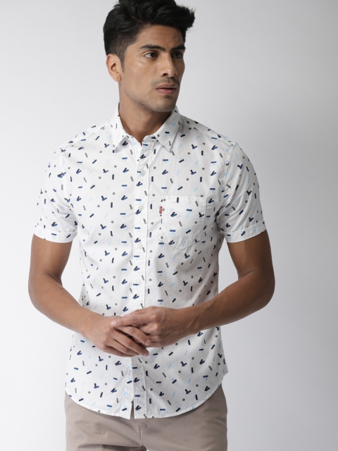 

Levis Men White Slim Fit Printed Casual Shirt