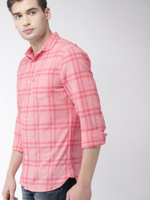 

Levis Men Pink Slim Fit Checked Casual Shirt