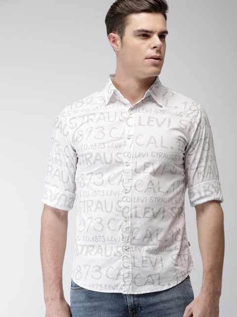 

Levis Men White Slim Fit Printed Casual Shirt