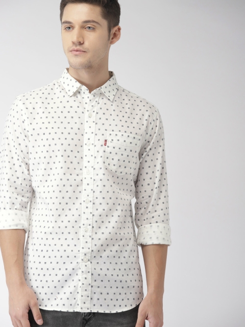 

Levis Men White & Black Slim Fit Printed Casual Shirt