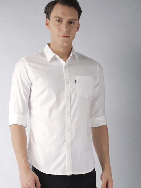 

Levis Men White Slim Fit Solid Casual Shirt