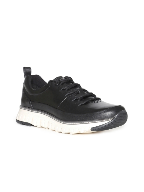 

Cole Haan Men Black Solid Leather Mid-Top Sneakers