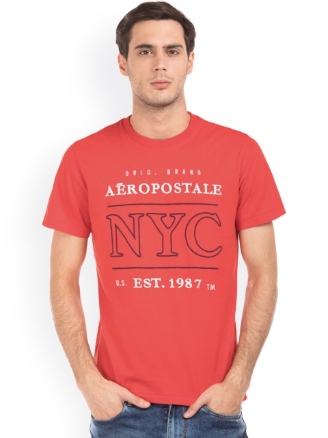 

Aeropostale Men Red Printed Round Neck T-shirt