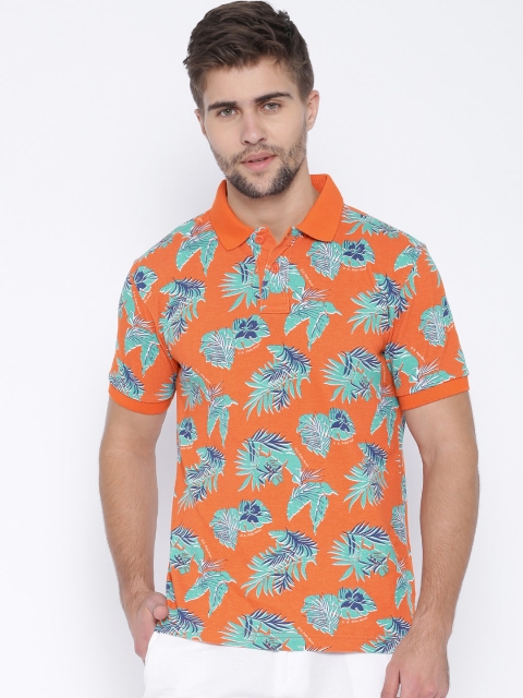 

U.S. Polo Assn. Orange Blue Printed Polo Pure Cotton T-shirt