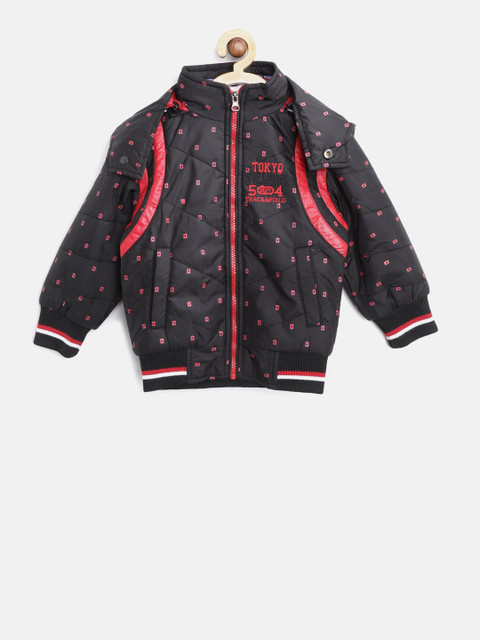 

Fort Collins Boys Black & Red Printed Bomber Jacket with Detachable Hood